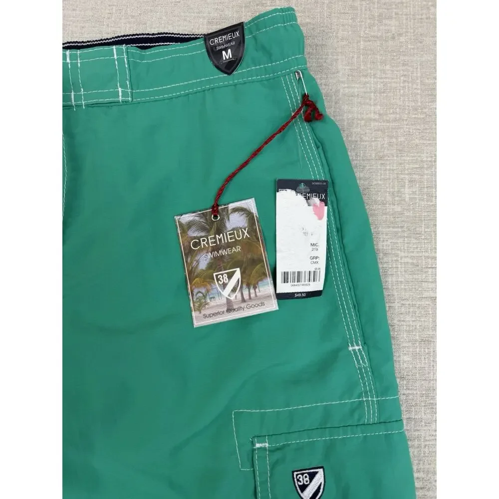 Cremieux Men’s Swim Trunks Medium Green Cargo Board Shorts Mesh Lined NWT
